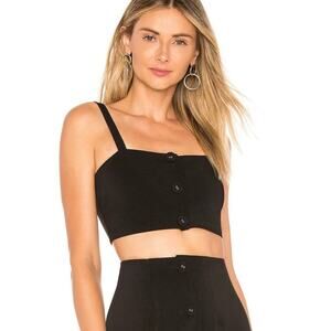 NWT Revolve h:ours Issey Crop Top Black Button Down Sleeveless Shirt size Medium